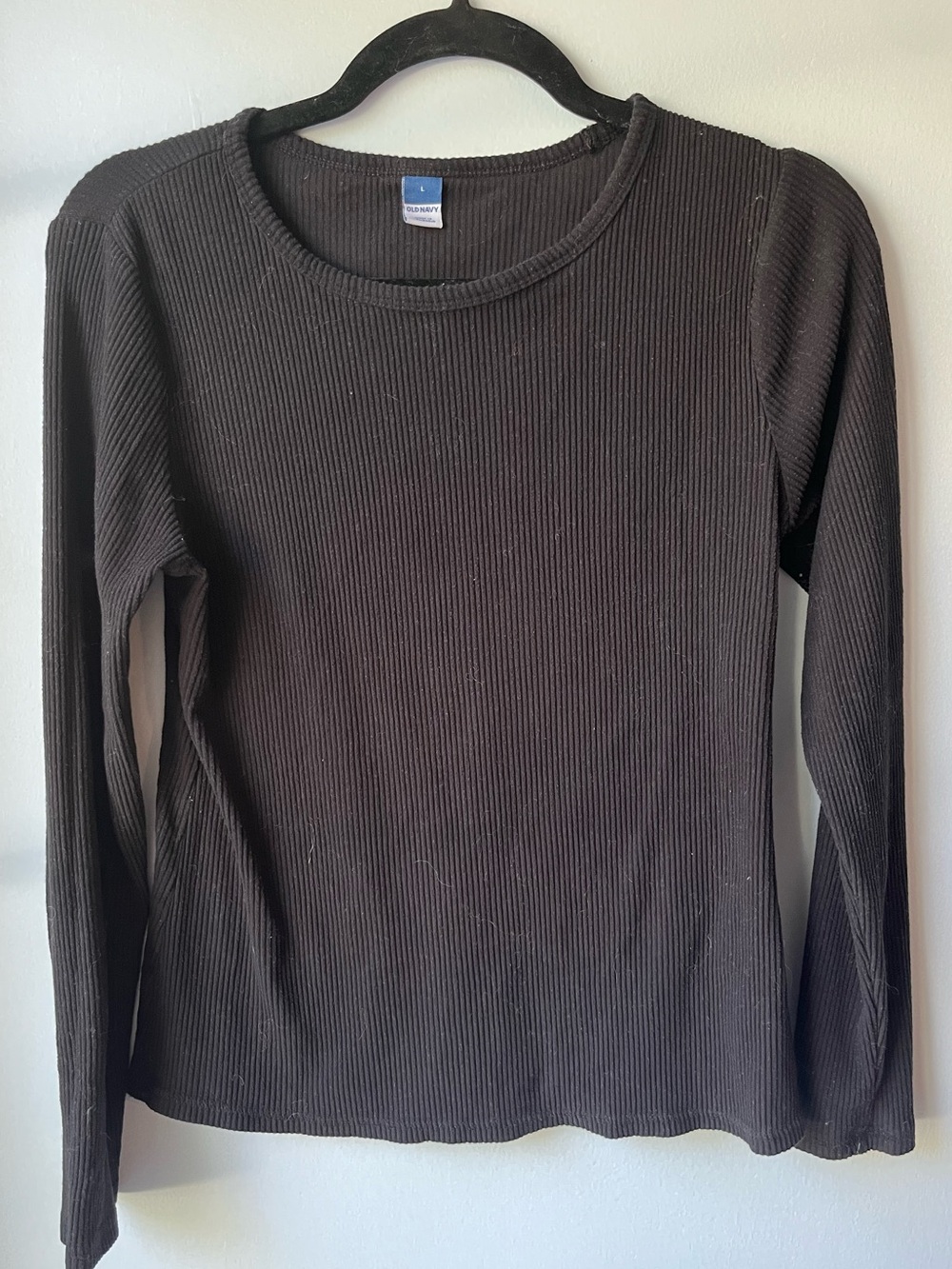 Women's Long Sleeve Tee | Old Navy Large| Black Ribbed